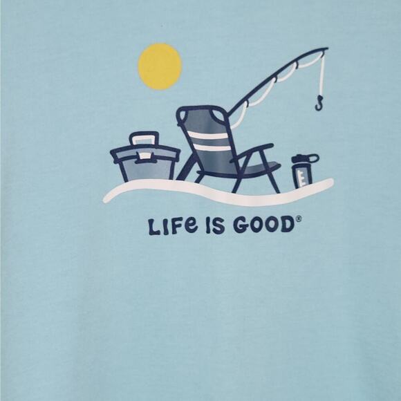 Life Is Good Light Blue Hooded Sweatshirt Size Men's XXL Fishing Gift Soft - Picture 3 of 8